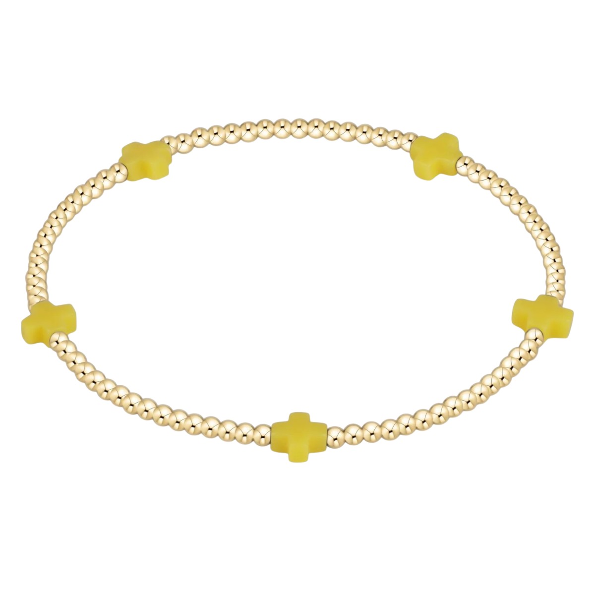 Enewton Signature Small Cross Gold Pattern 2mm Bead Bracelet, Canary