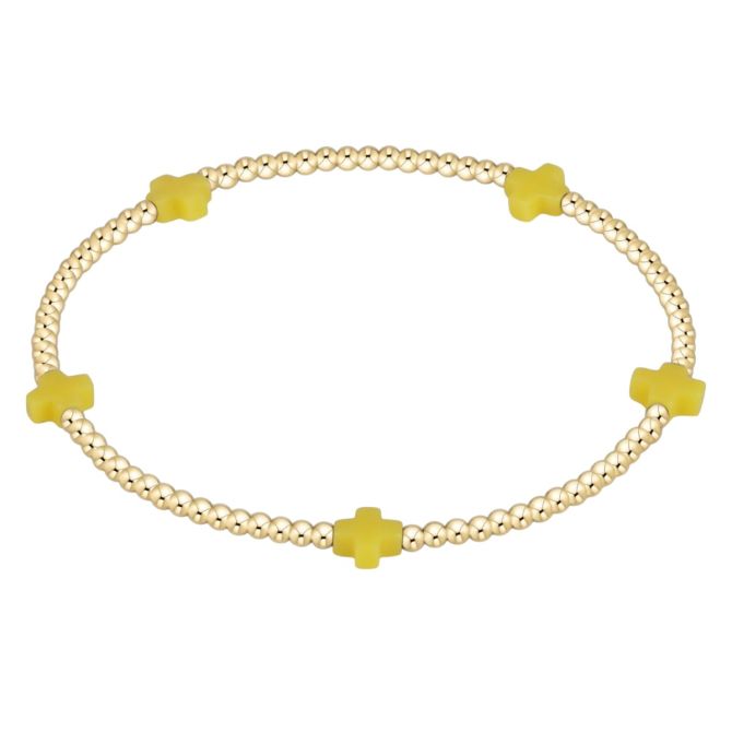 Enewton Signature Small Cross Gold Pattern 2mm Bead Bracelet, Canary