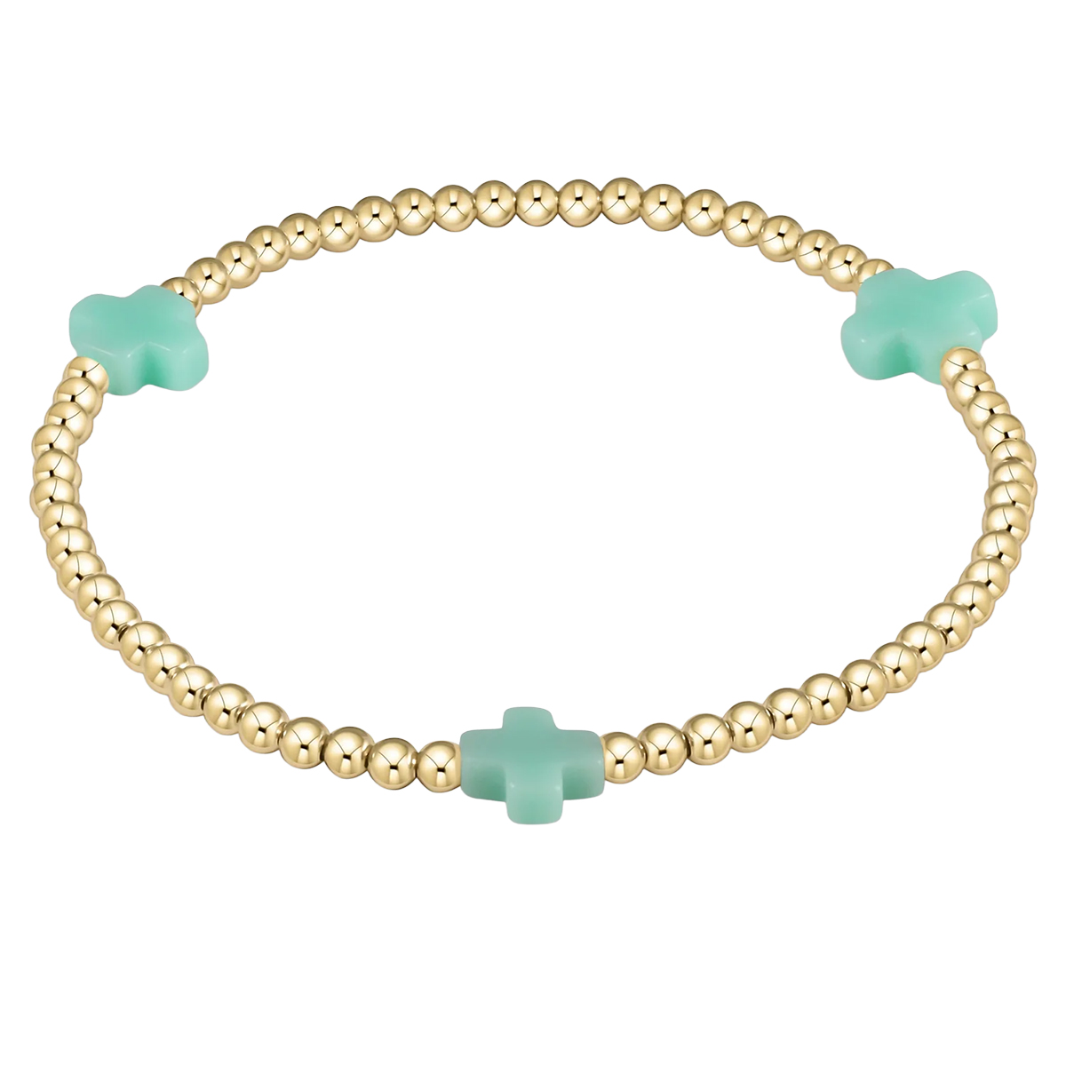 Enewton Signature Cross Yellow Gold Pattern 3mm Bead Bracelet, Mint