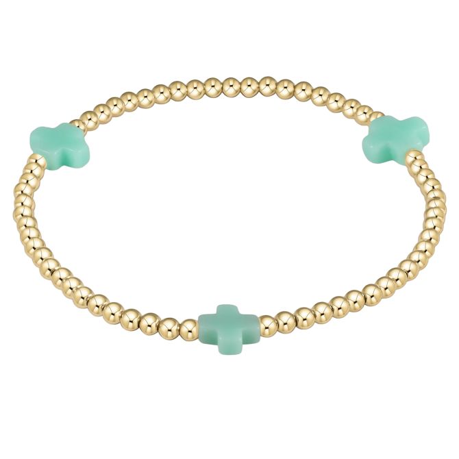 Enewton Signature Cross Yellow Gold Pattern 3mm Bead Bracelet, Mint