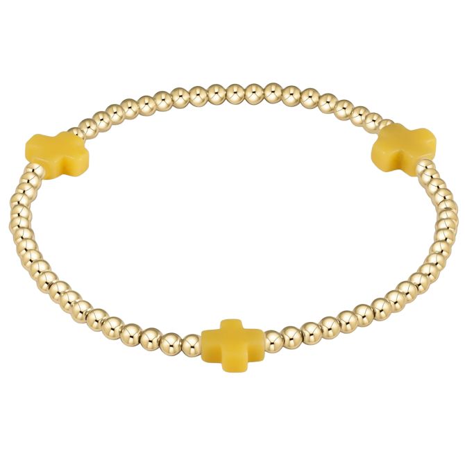 Enewton Signature Cross Yellow Gold Pattern 3mm Bead Bracelet, Canary Yellow