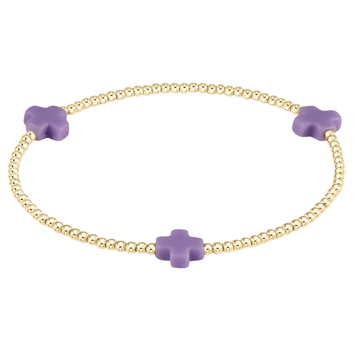 Enewton Signature Cross Yellow Gold Pattern 2mm Bead Bracelet, Purple