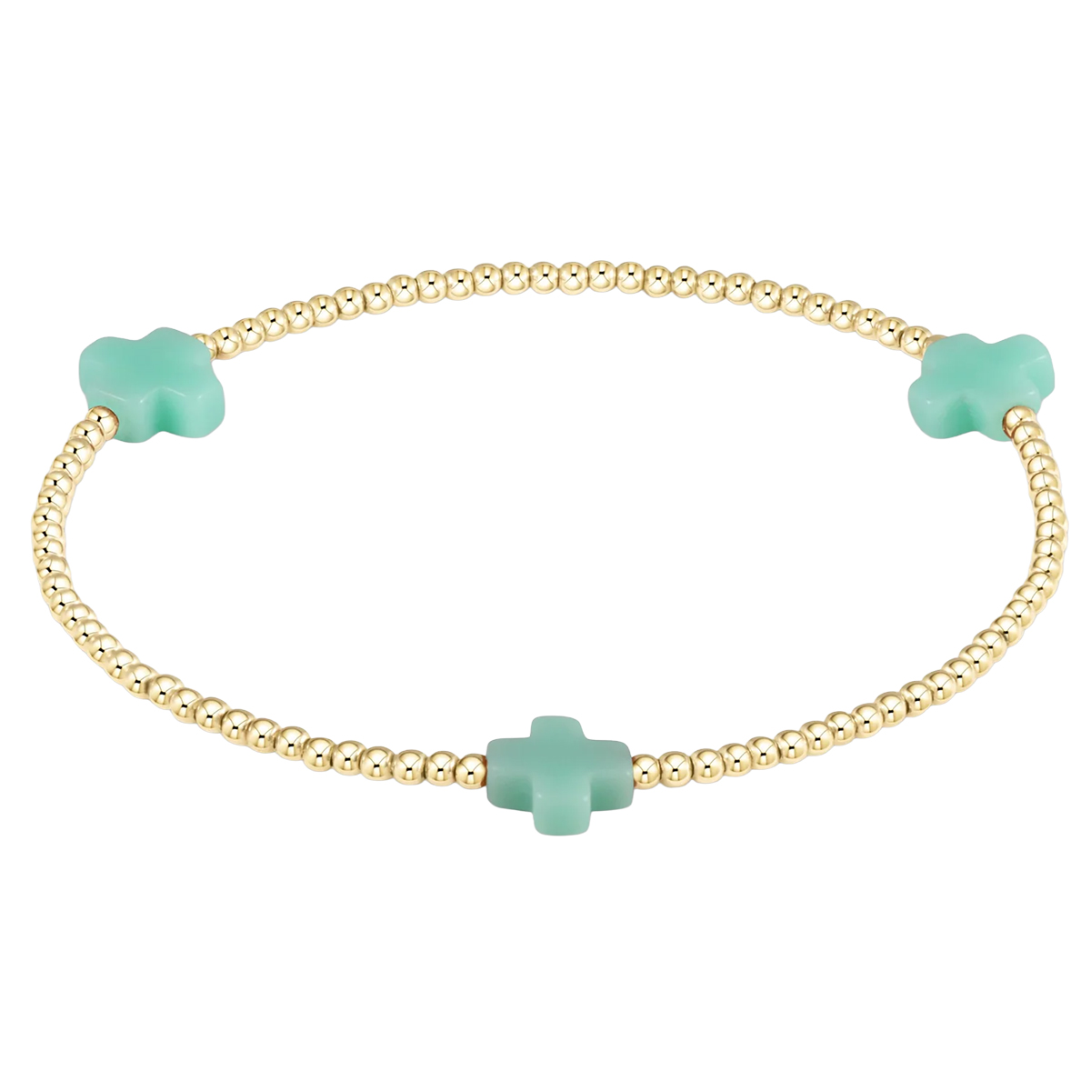 Enewton Signature Cross Yellow Gold Pattern 2mm Bead Bracelet, Mint