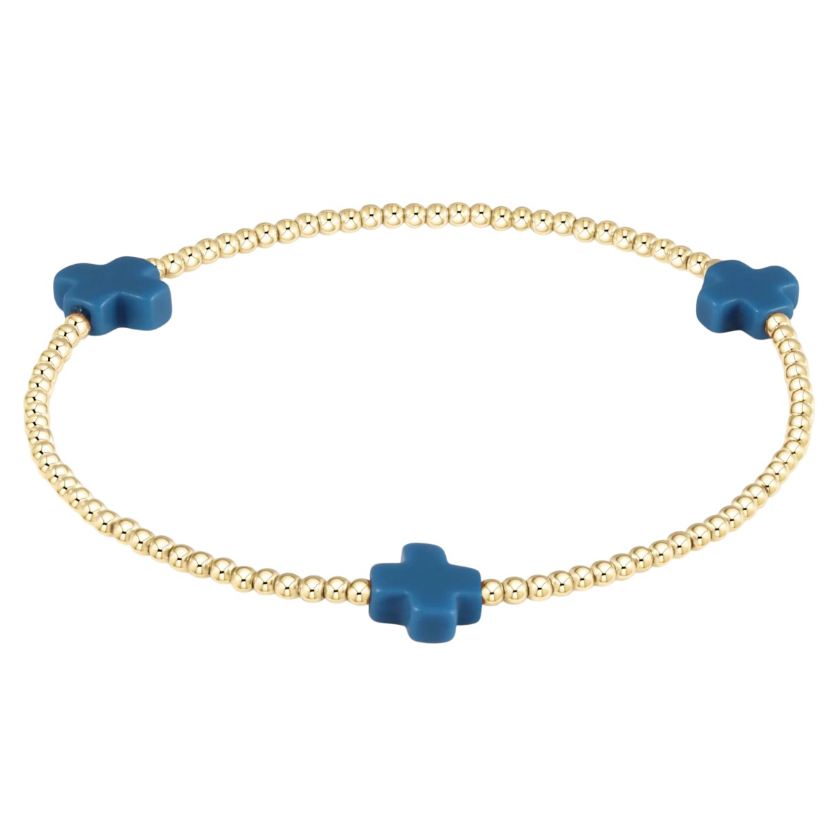 Enewton Signature Yellow Gold Cross Pattern 2mm Bead Bracelet, Cobalt