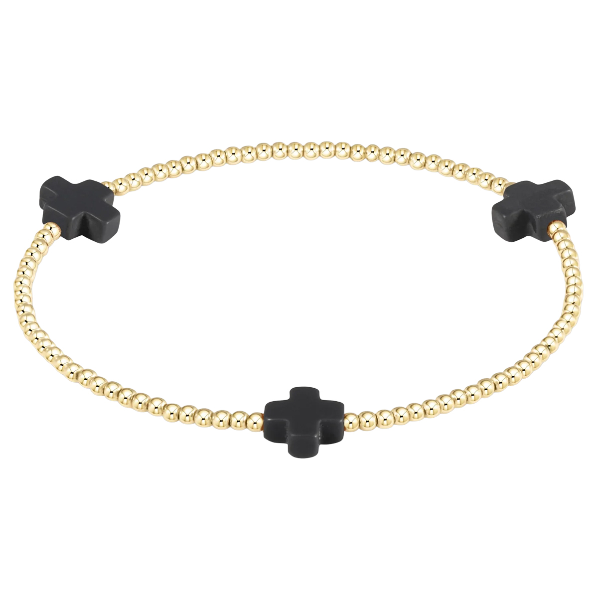 Enewton Signature Cross Yellow Gold Pattern 2mm Bead Bracelet, Charcoal