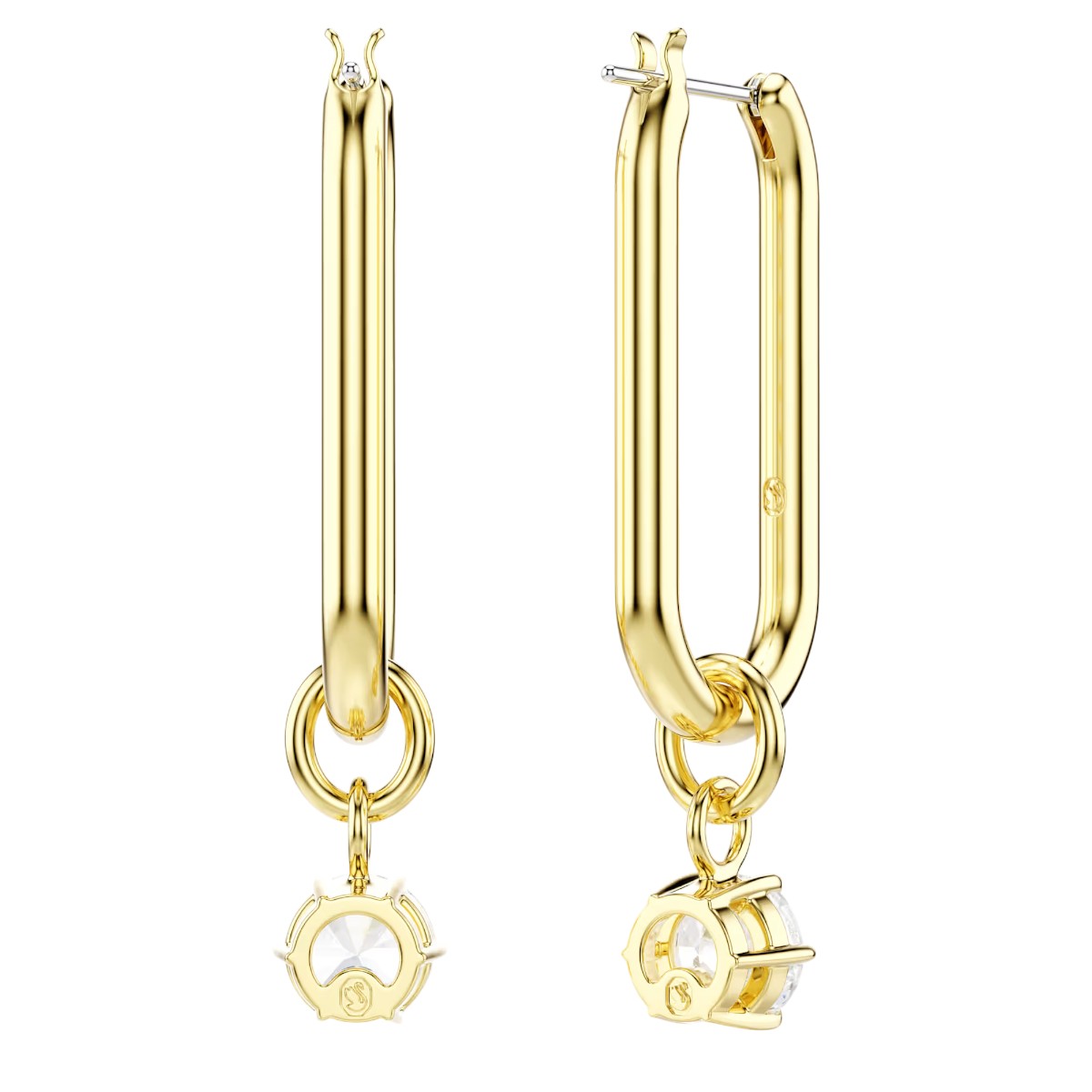 Swarovski Round Cut Constella Drop Earrings, White and Gold Tone Plated