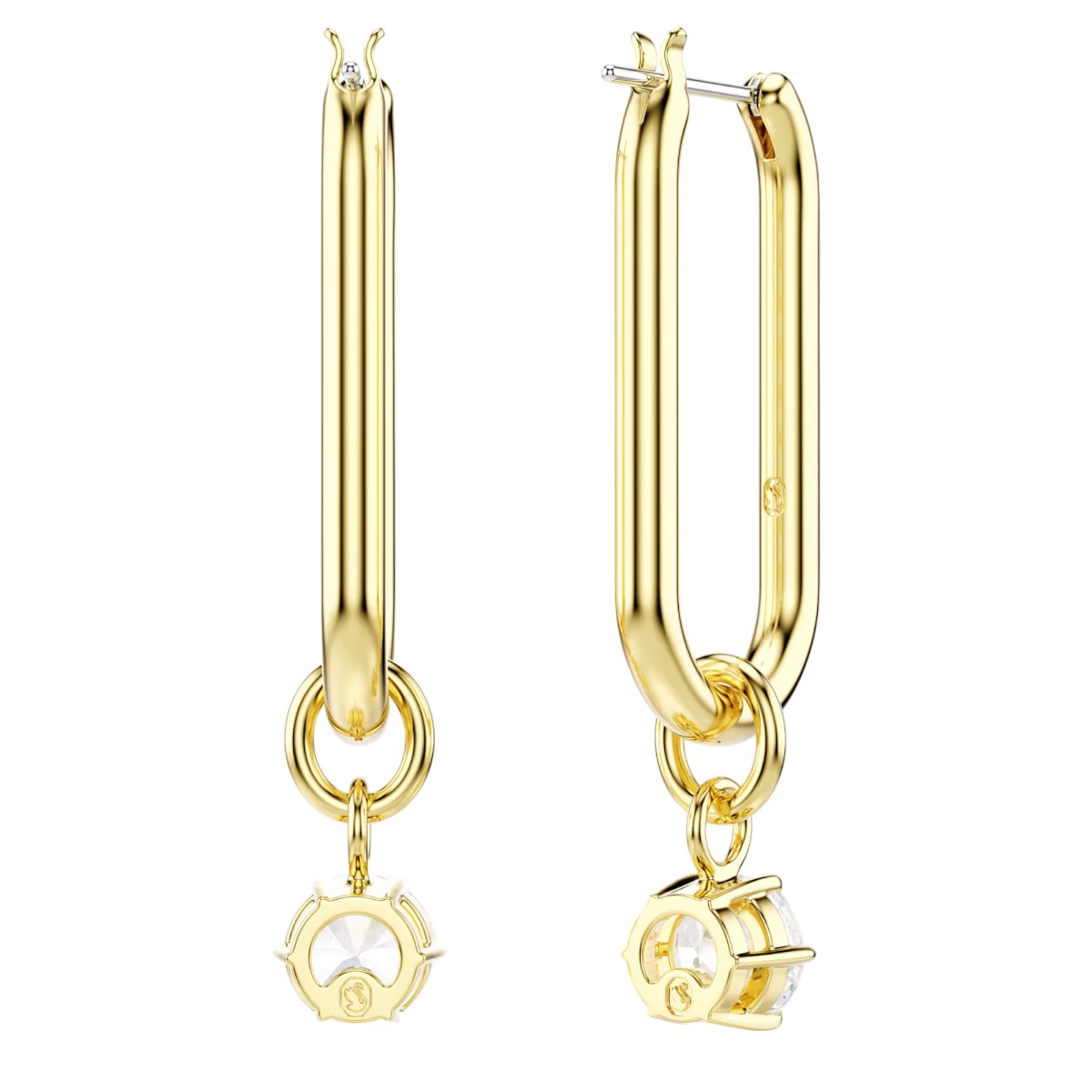 Swarovski Round Cut Constella Drop Earrings, White and Gold Tone Plated