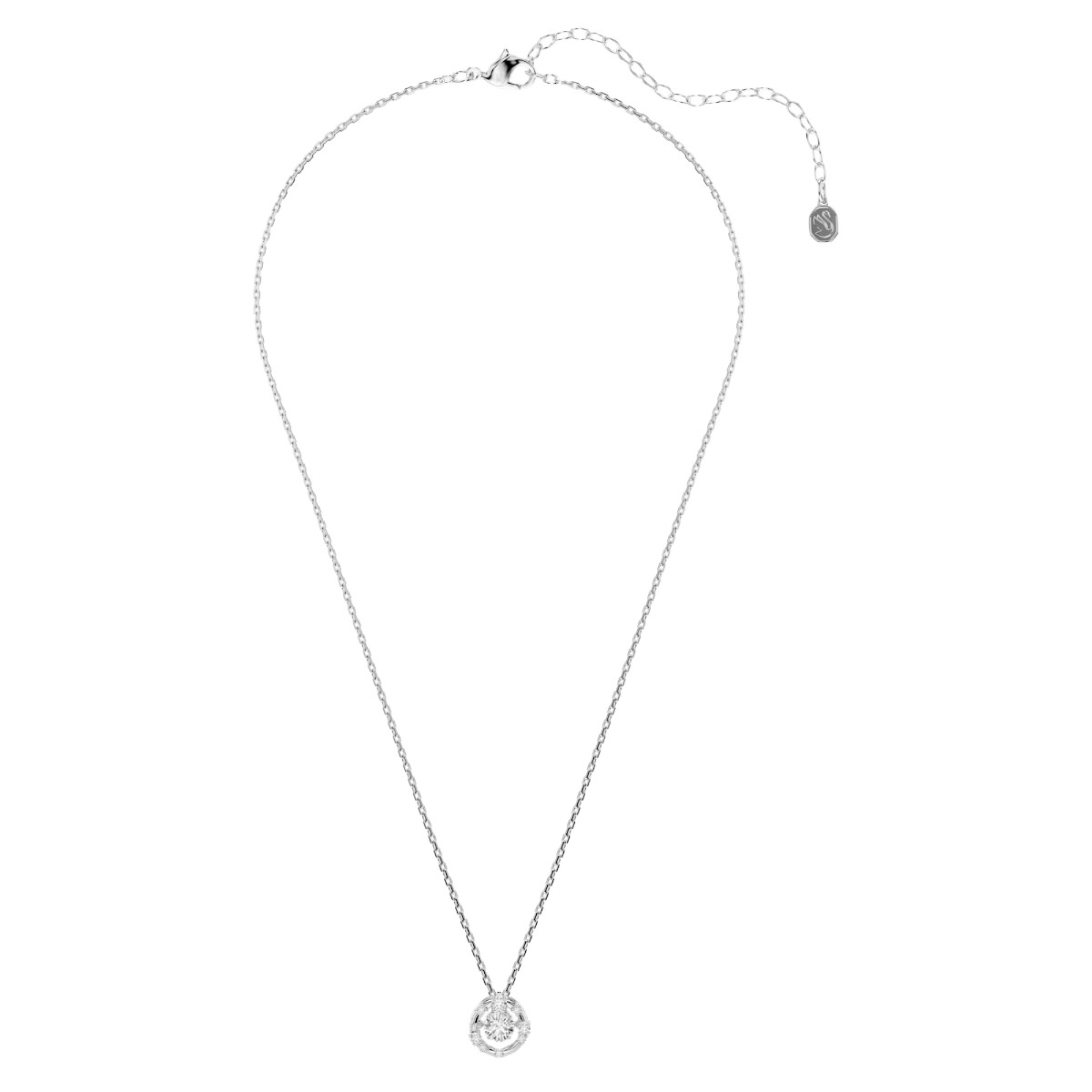 Swarovski Round Cut Dancing Stone Constella Pendant Necklace, White and Rhodium Plated