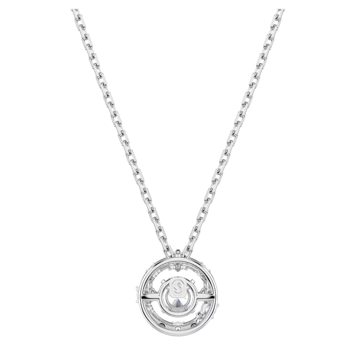 Swarovski Round Cut Dancing Stone Constella Pendant Necklace, White and Rhodium Plated