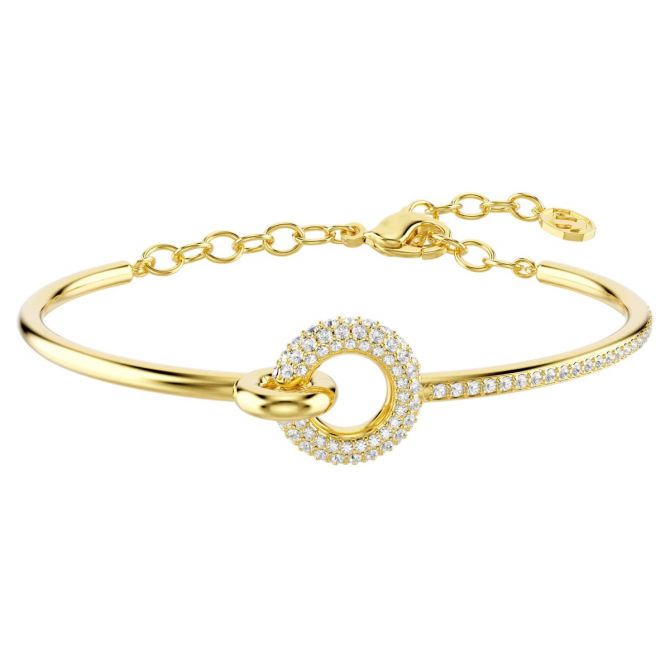 Swarovski Round Cut Dextera Bangle Bracelet, White and Gold Tone Plated