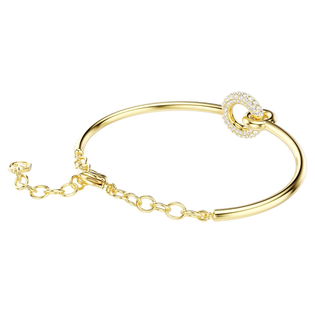 Swarovski Round Cut Dextera Bangle Bracelet, White and Gold Tone Plated