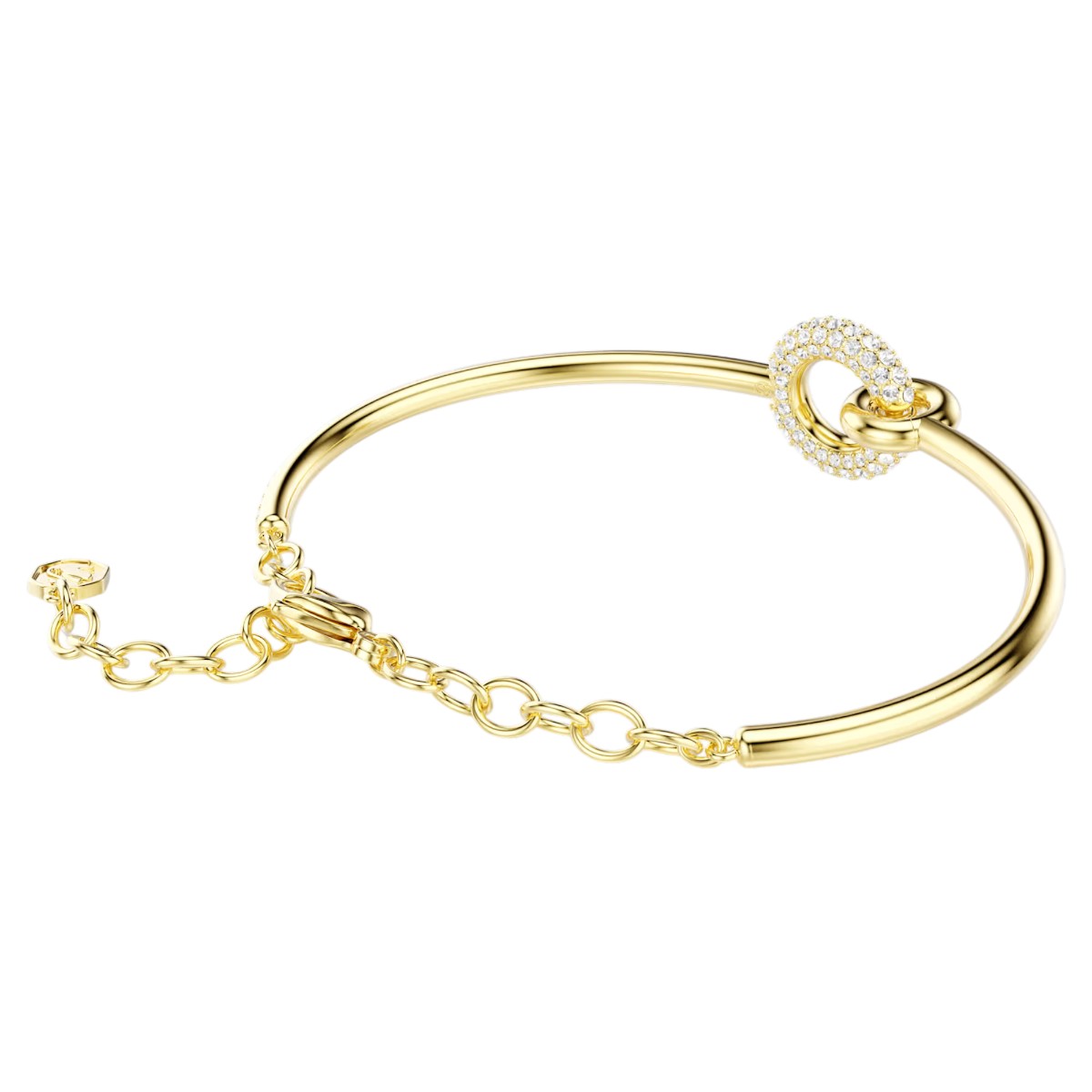 Swarovski Round Cut Dextera Bangle Bracelet, White and Gold Tone Plated