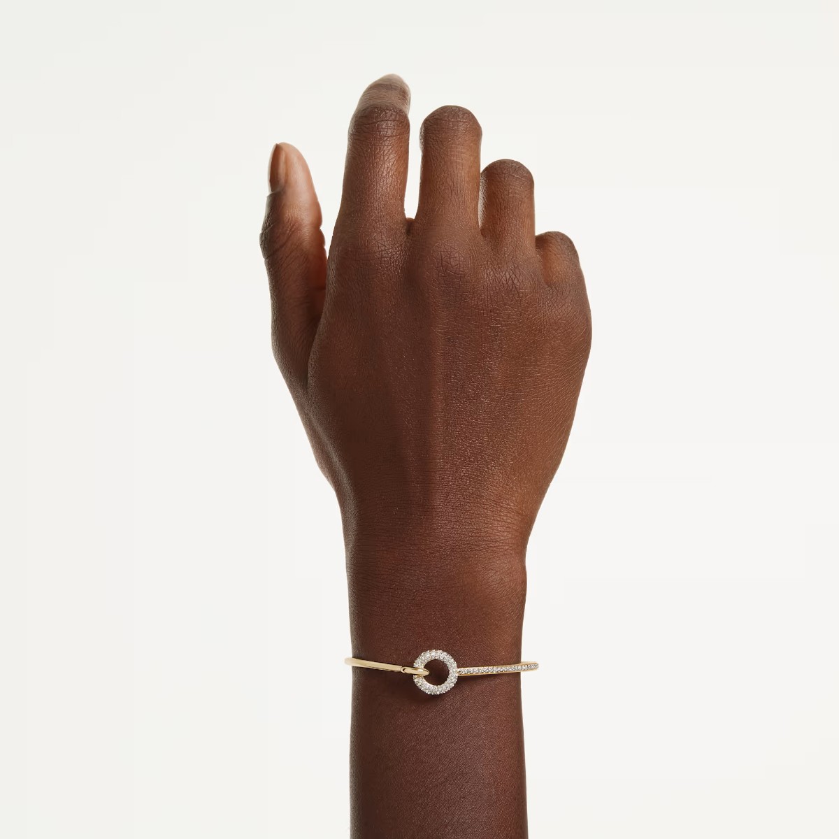 Swarovski Round Cut Dextera Bangle Bracelet, White and Gold Tone Plated