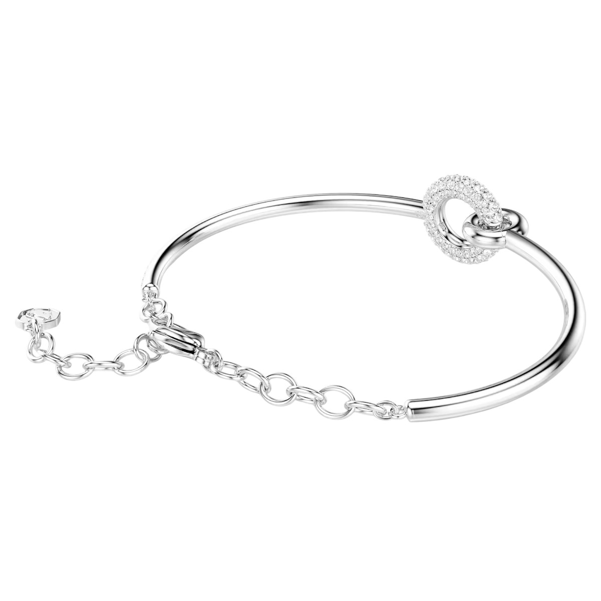 Swarovski Round Cut Dextera Bangle Bracelet, White and Rhodium Plated