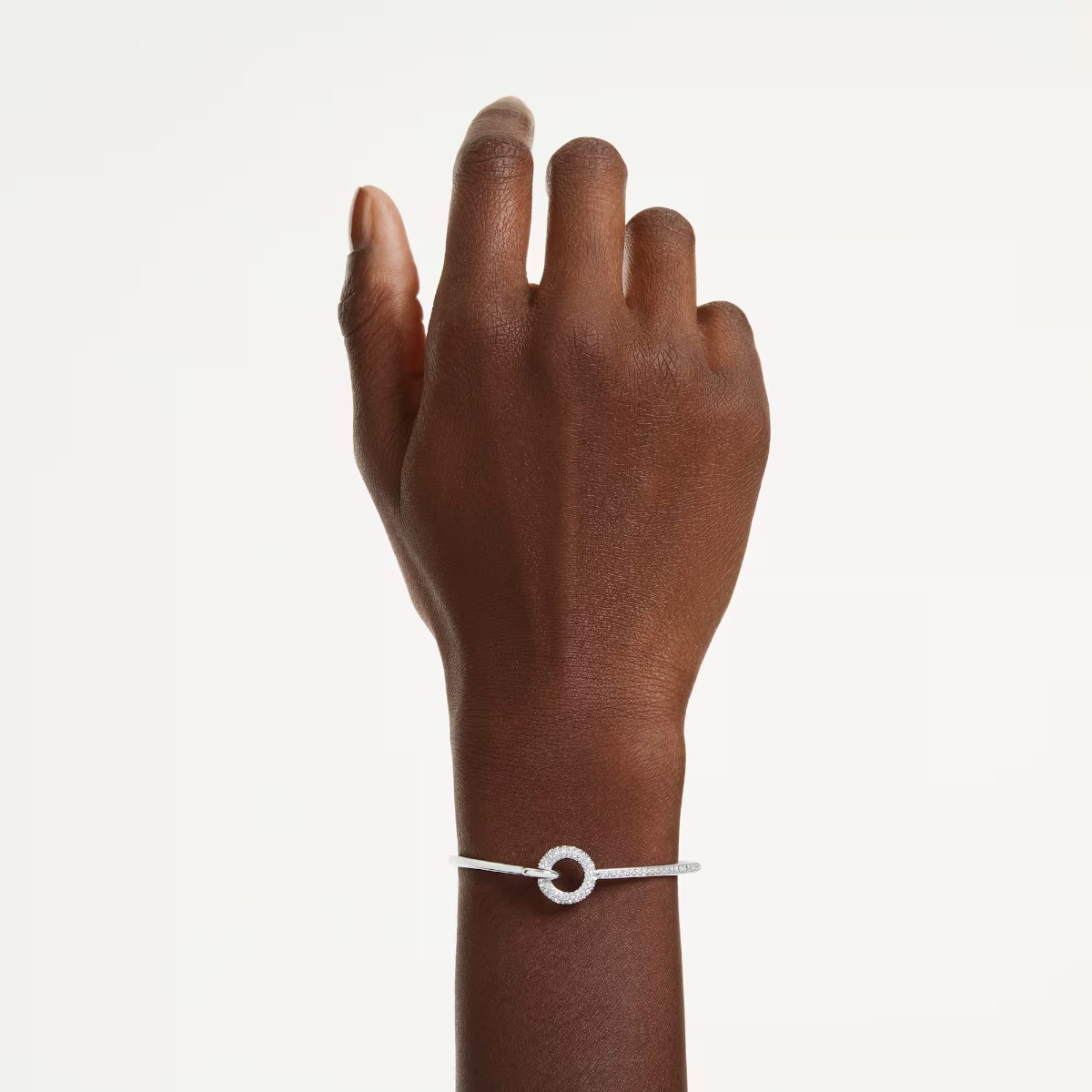Swarovski Round Cut Dextera Bangle Bracelet, White and Rhodium Plated