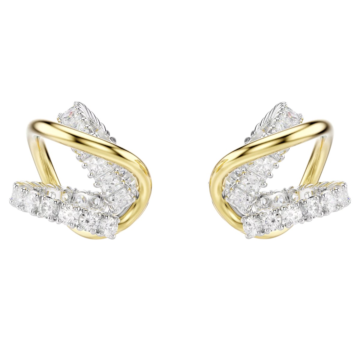 Swarovski Mixed Cuts Hyperbola Ear Cuffs, White and Mixed Metal Finish