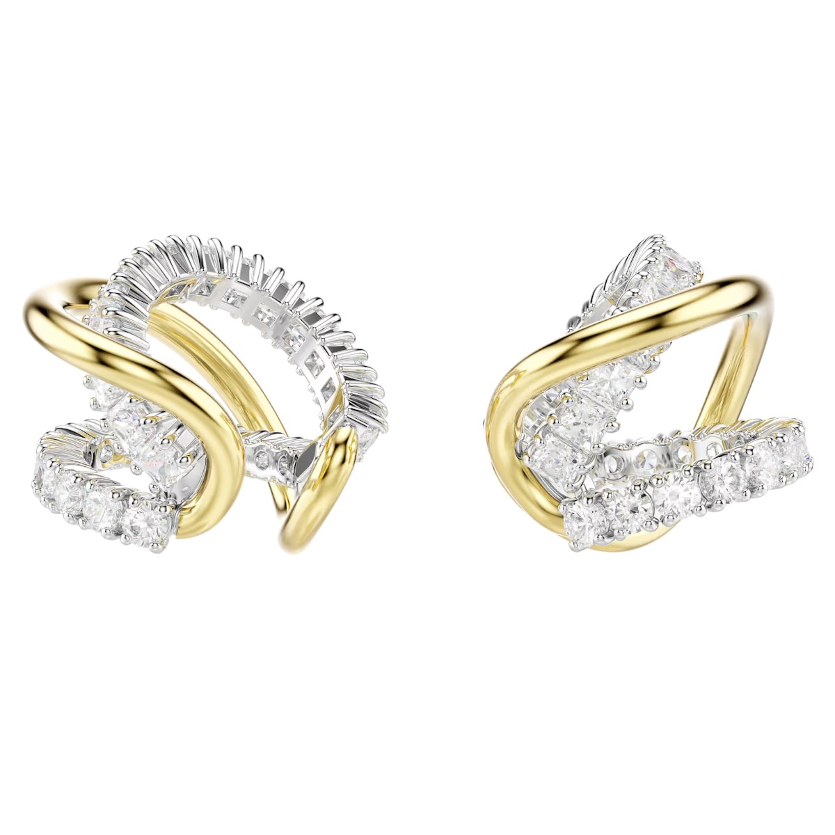 Swarovski Mixed Cuts Hyperbola Ear Cuffs, White and Mixed Metal Finish