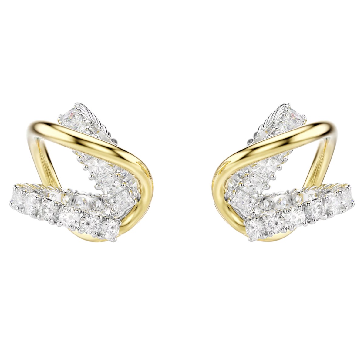 Swarovski Mixed Cuts Hyperbola Ear Cuffs, White and Mixed Metal Finish
