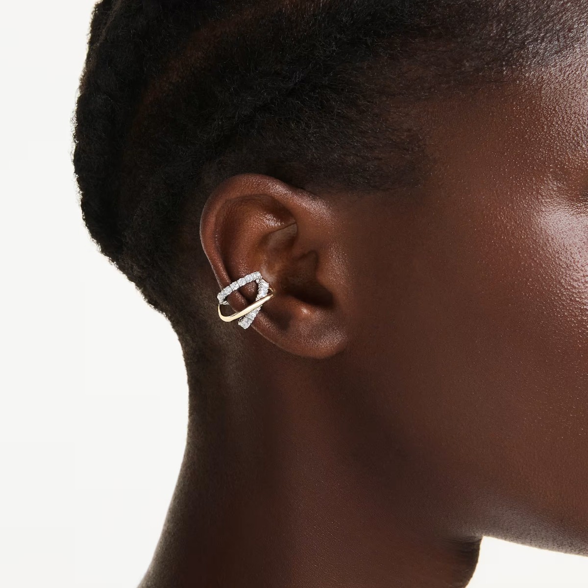 Swarovski Mixed Cuts Hyperbola Ear Cuffs, White and Mixed Metal Finish