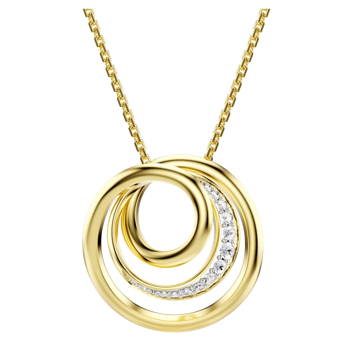 Swarovski Round Cut Hyperbola Necklace, White and Gold Tone Plated
