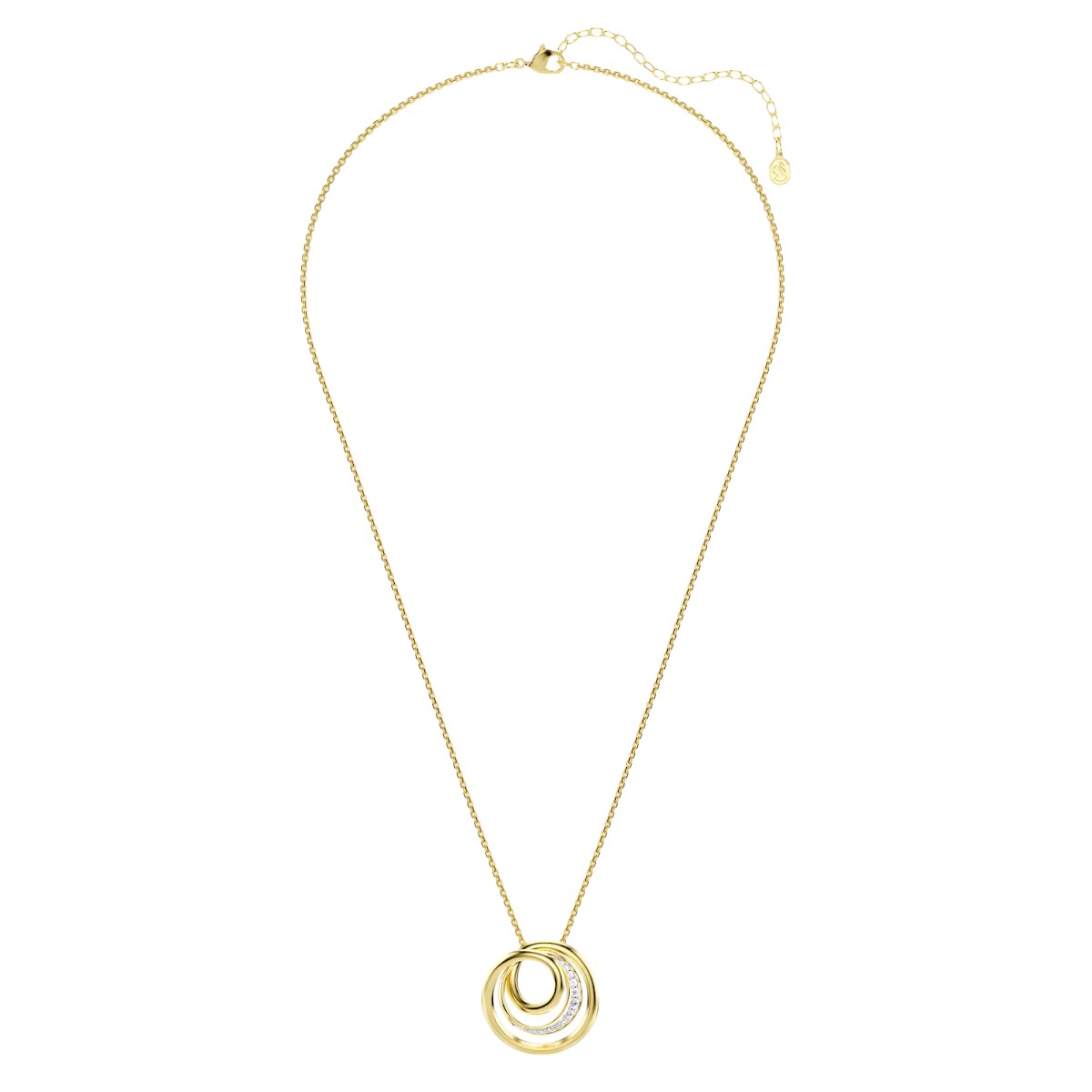 Swarovski Round Cut Hyperbola Necklace, White and Gold Tone Plated