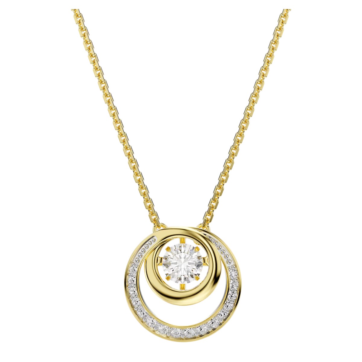 Swarovski Round Cut Hyperbola Pendant Necklace, White and Gold Tone Plated