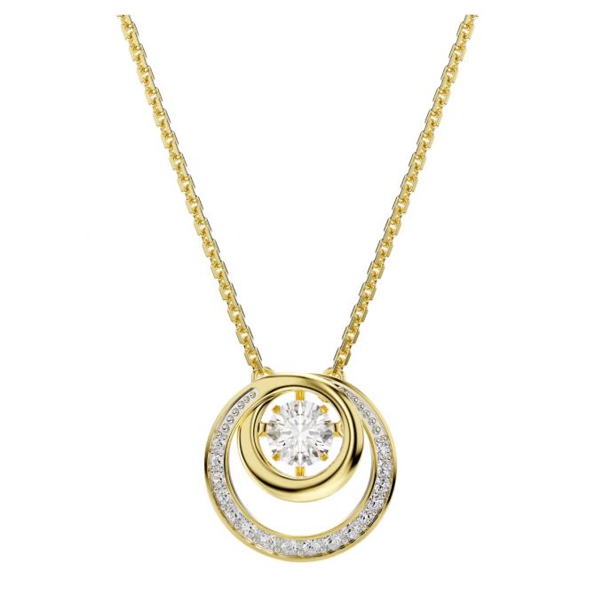 Swarovski Round Cut Hyperbola Pendant Necklace, White and Gold Tone Plated