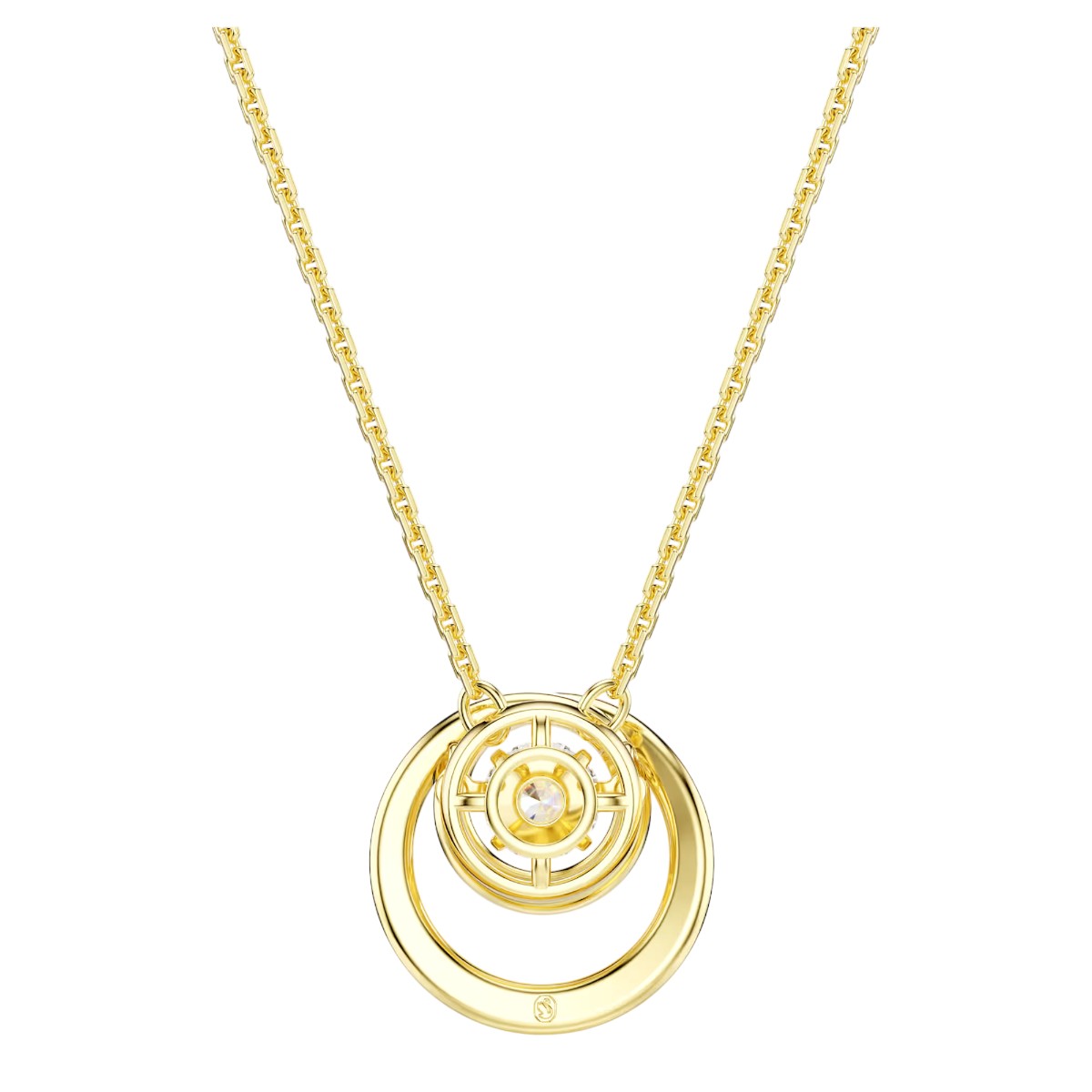 Swarovski Round Cut Hyperbola Pendant Necklace, White and Gold Tone Plated