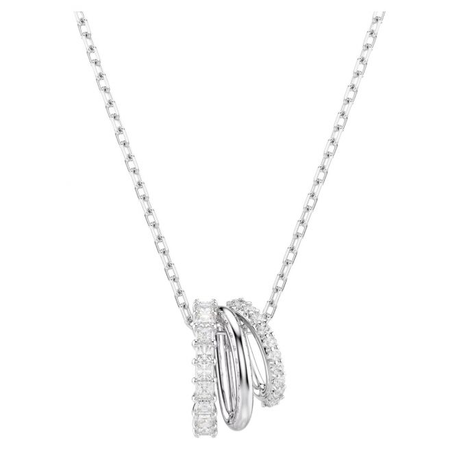 Swarovski Round Cut Hyperbola Pendant Necklace, White and Rhodium Plated