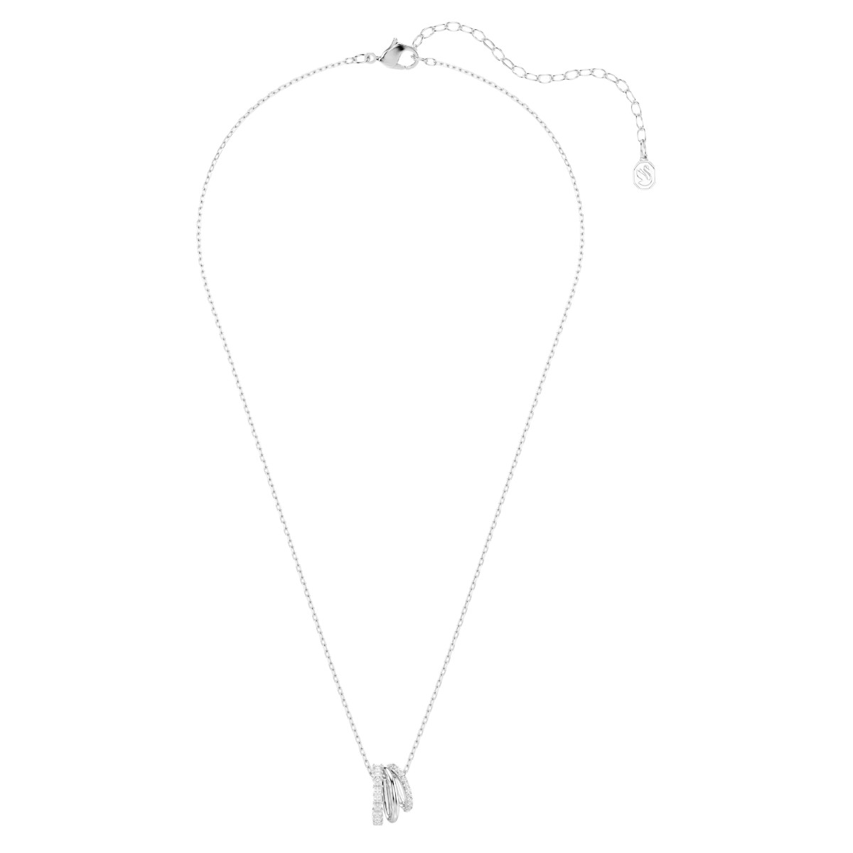Swarovski Round Cut Hyperbola Pendant Necklace, White and Rhodium Plated