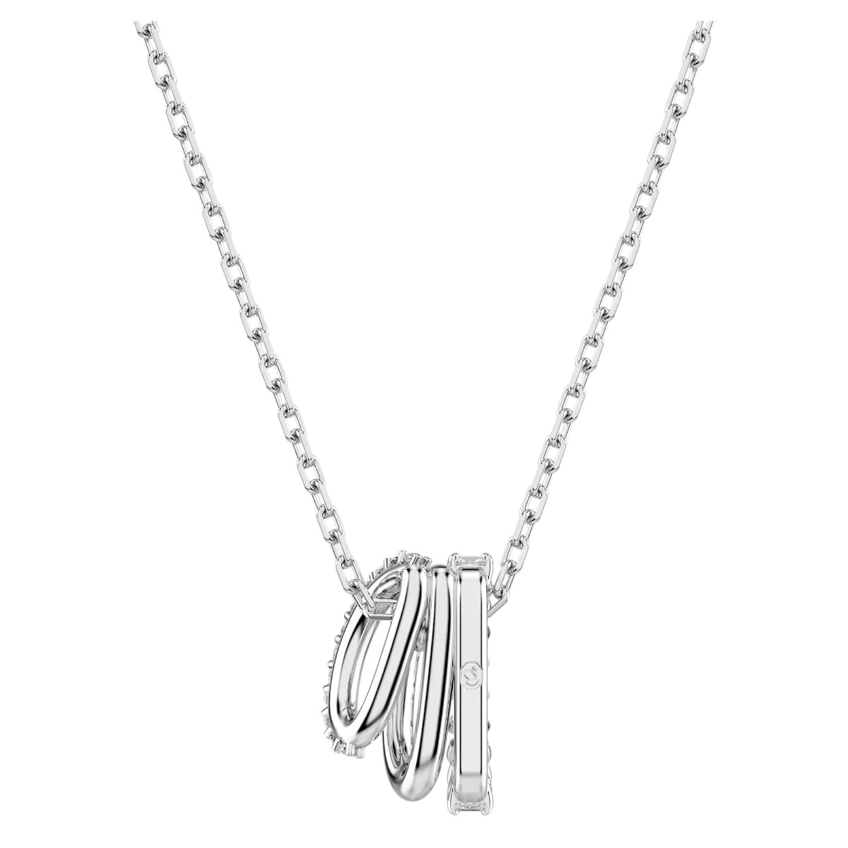 Swarovski Round Cut Hyperbola Pendant Necklace, White and Rhodium Plated