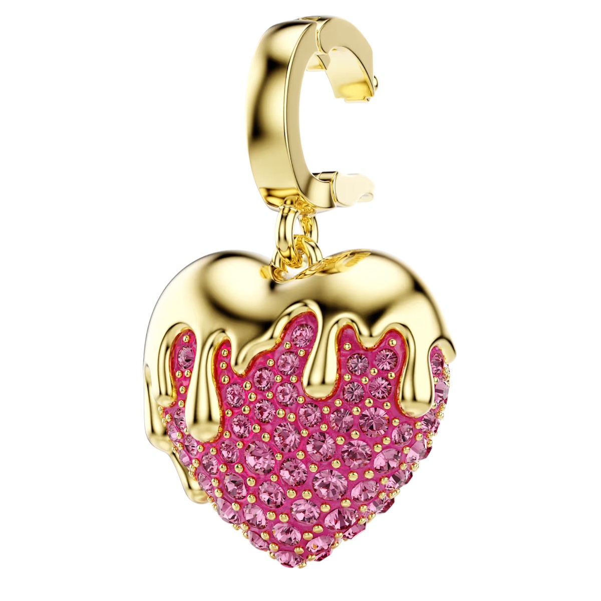 Swarovski Round Cut Heart Idyllia Charm, Pink and Gold Tone Plated