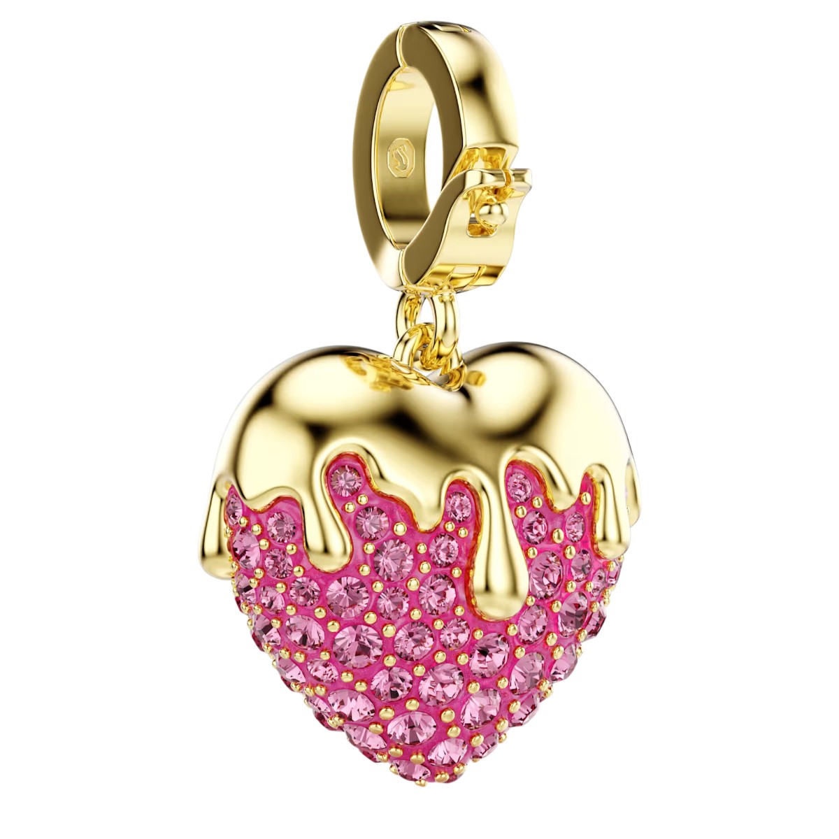 Swarovski Round Cut Heart Idyllia Charm, Pink and Gold Tone Plated