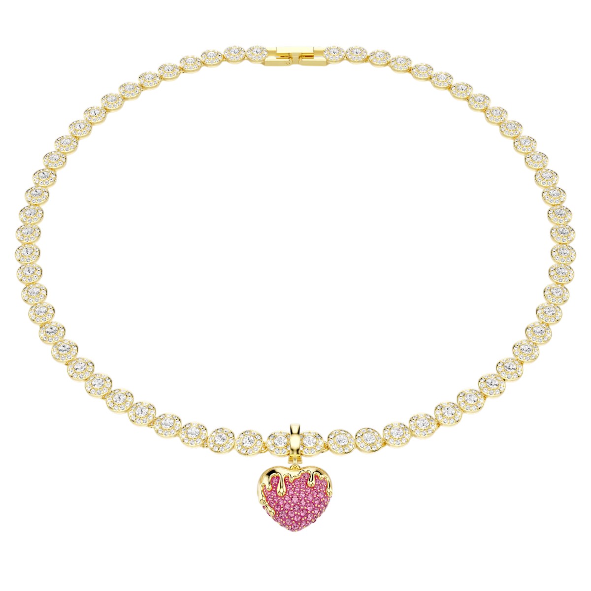 Swarovski Round Cut Heart Idyllia Charm, Pink and Gold Tone Plated