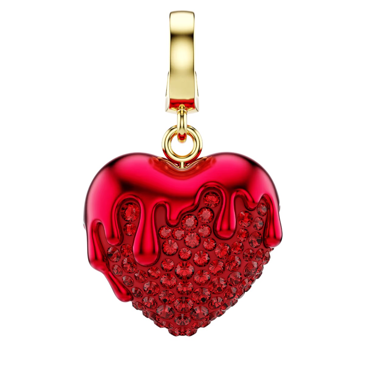 Swarovski Round Cut Heart Idyllia Charm, Red and Gold Tone Plated