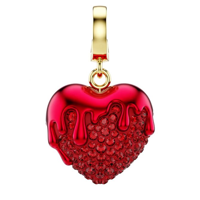 Swarovski Round Cut Heart Idyllia Charm, Red and Gold Tone Plated
