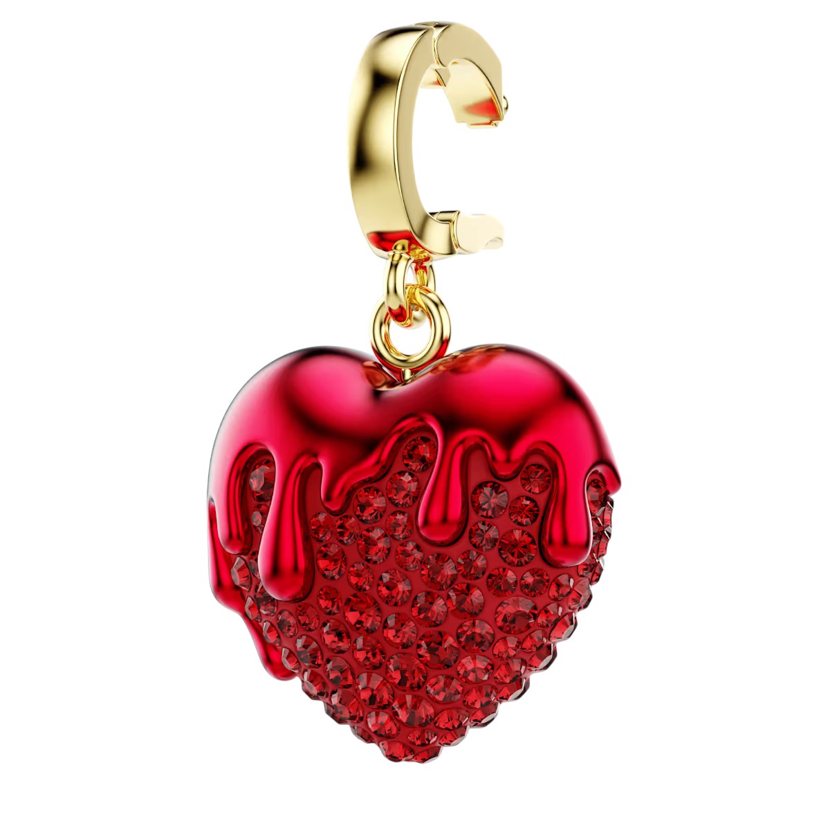 Swarovski Round Cut Heart Idyllia Charm, Red and Gold Tone Plated