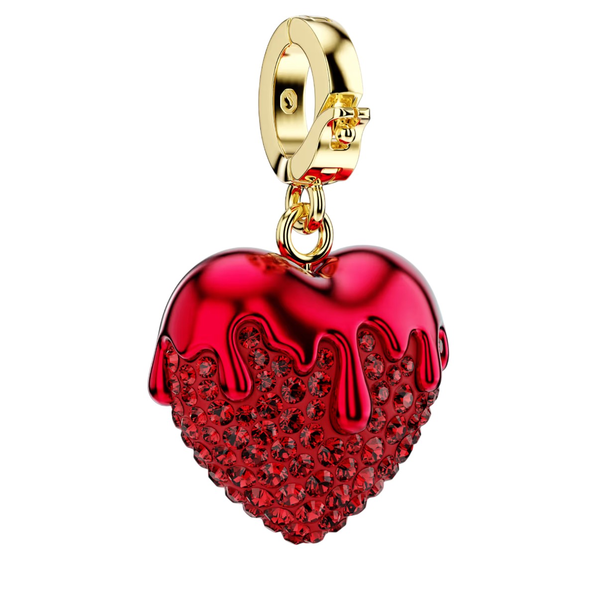 Swarovski Round Cut Heart Idyllia Charm, Red and Gold Tone Plated