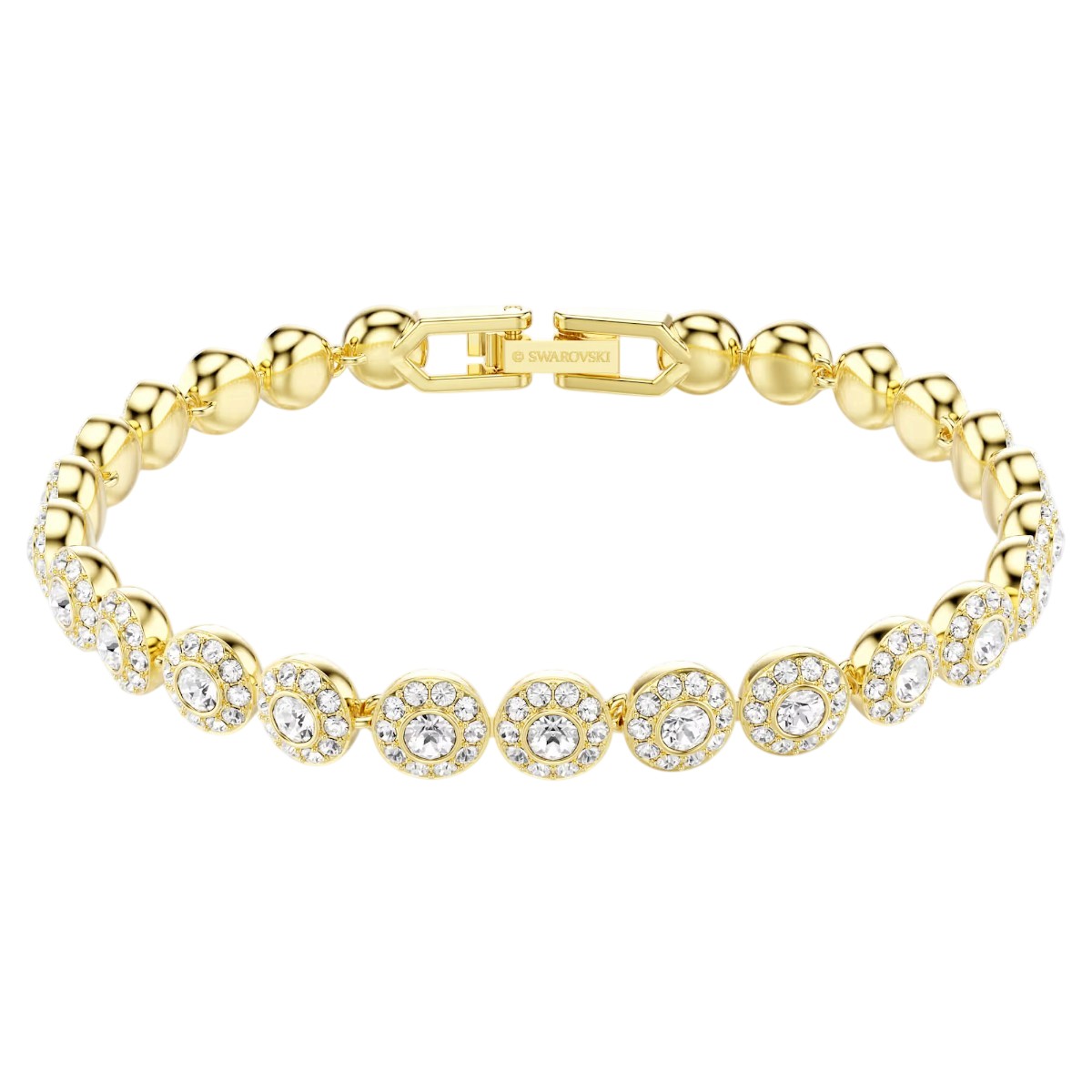Swarovski Round Cut Una Angelic Bracelet,  White and 18k Yellow Gold Finish
