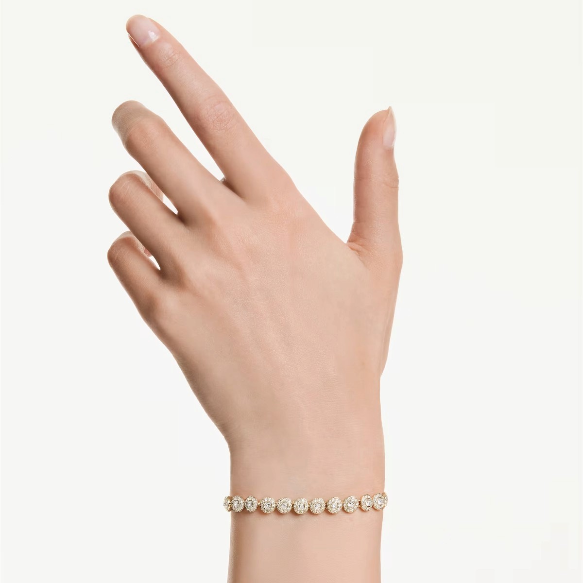 Swarovski Round Cut Una Angelic Bracelet,  White and 18k Yellow Gold Finish