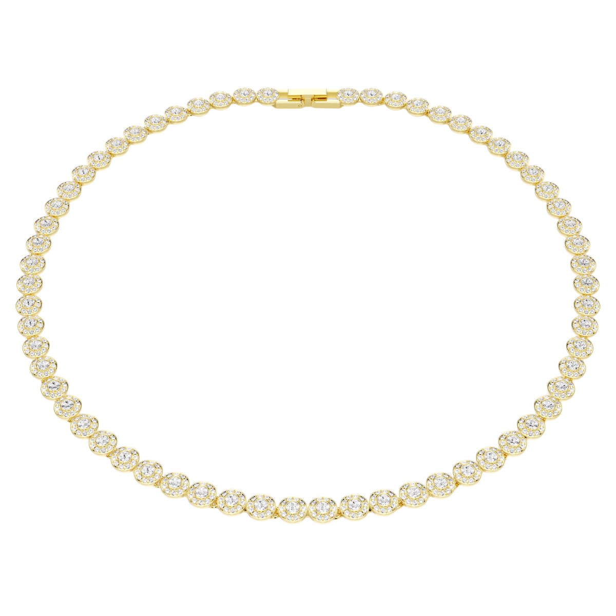 Swarovski Round Cut Small Una Angelic Necklace, White and Gold Tone Plated