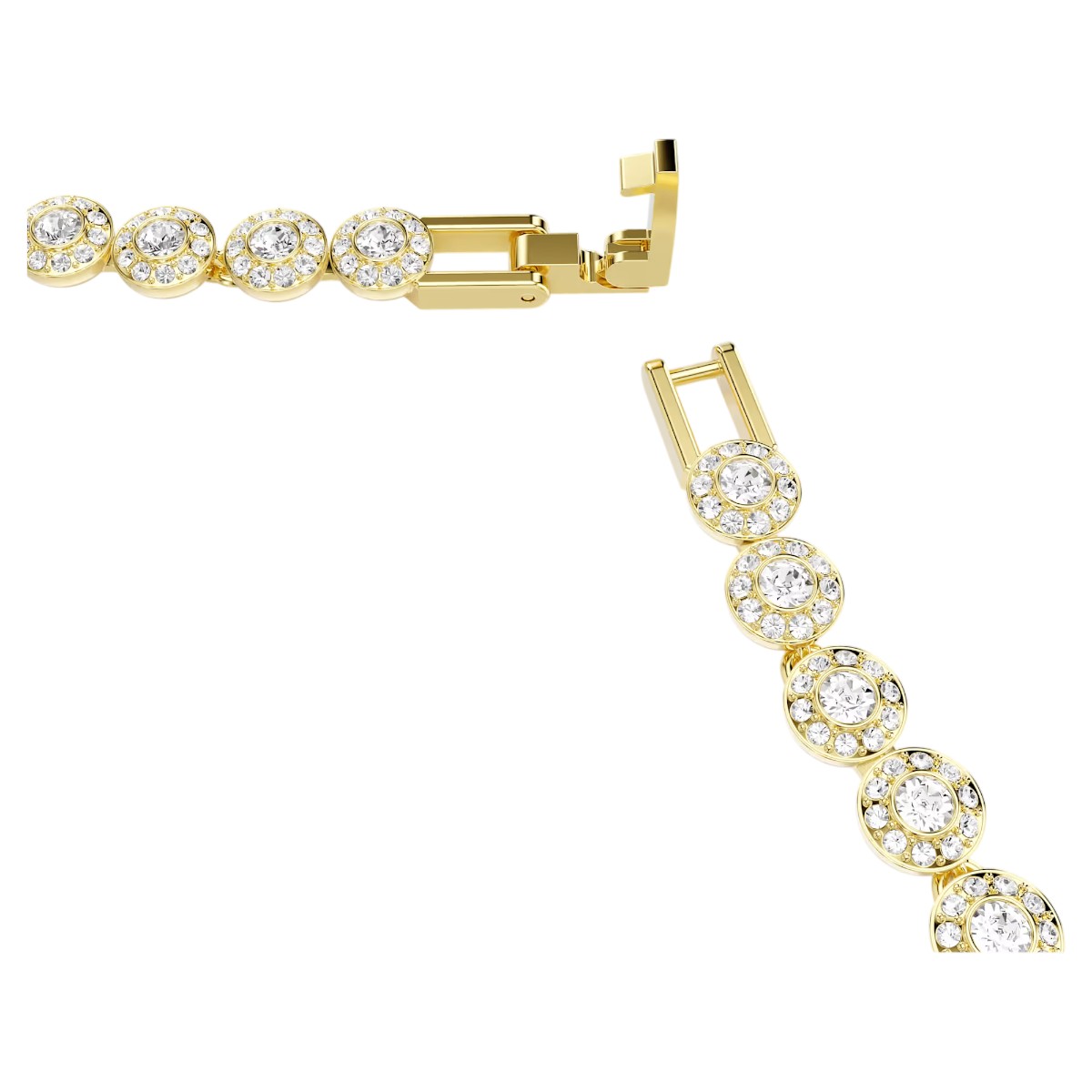 Swarovski Round Cut Small Una Angelic Necklace, White and Gold Tone Plated