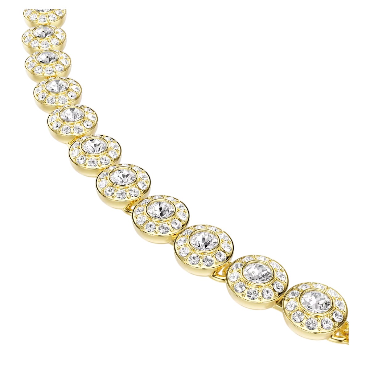 Swarovski Round Cut Small Una Angelic Necklace, White and Gold Tone Plated