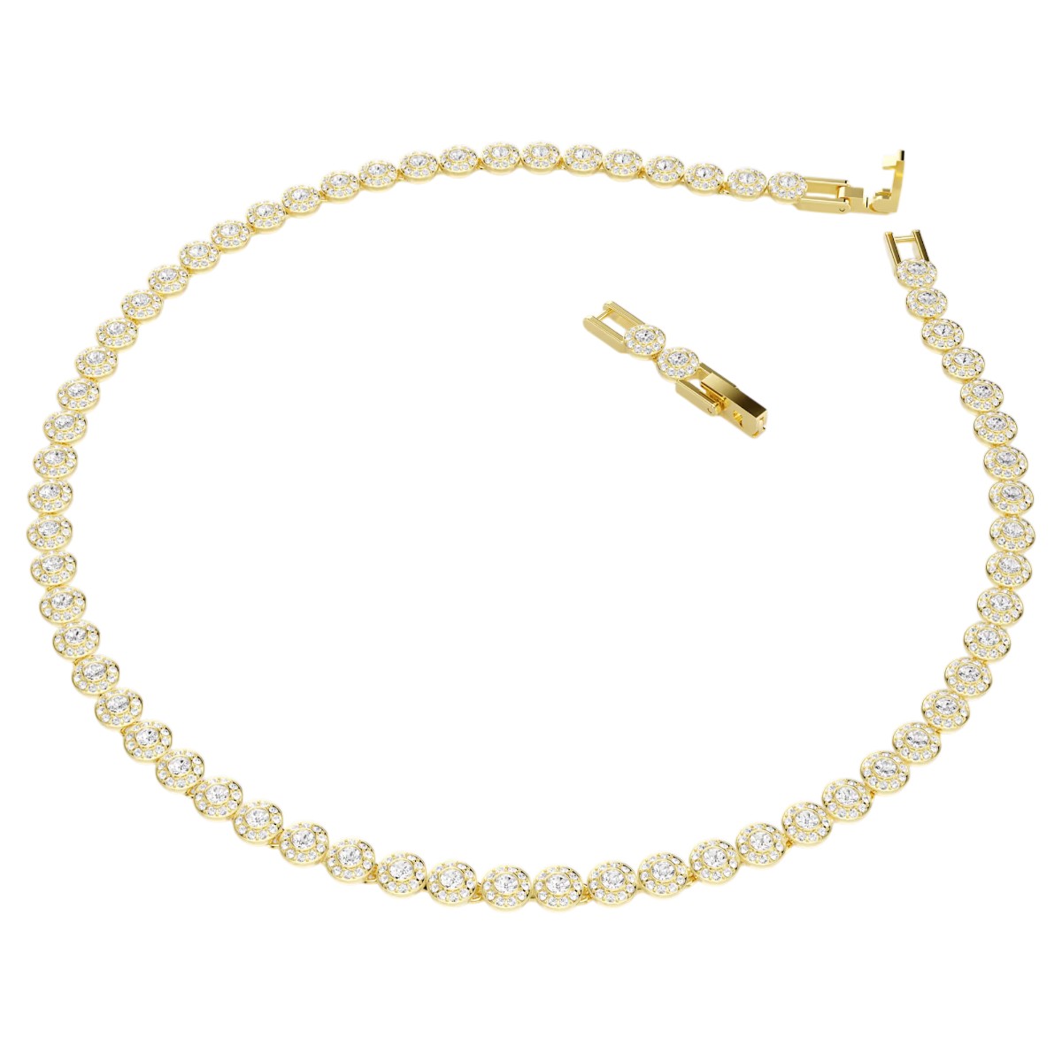Swarovski Round Cut Small Una Angelic Necklace, White and Gold Tone Plated