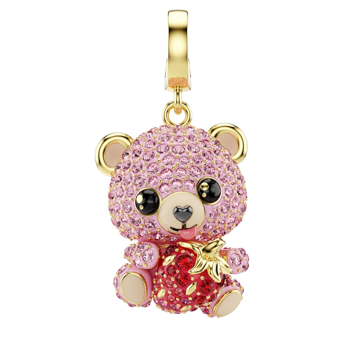Swarovski Mixed Cuts Idyllia Teddy Charm, Pink and 18k Yellow Gold Finish