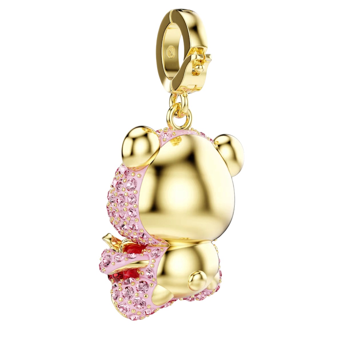 Swarovski Mixed Cuts Idyllia Teddy Charm, Pink and 18k Yellow Gold Finish