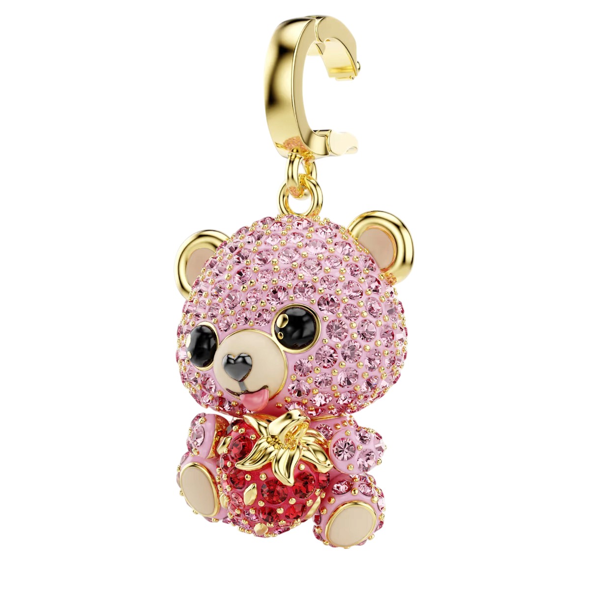 Swarovski Mixed Cuts Idyllia Teddy Charm, Pink and 18k Yellow Gold Finish