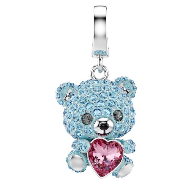 Swarovski Mixed Cuts Teddy Idyllia Charm, Blue and Rhodium Plated