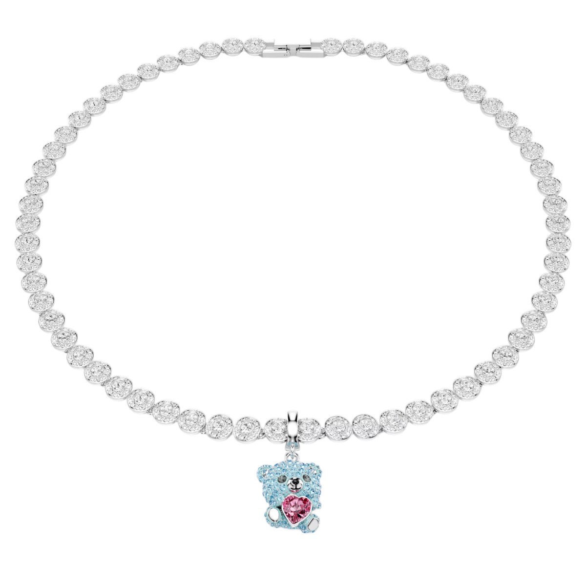 Swarovski Mixed Cuts Teddy Idyllia Charm, Blue and Rhodium Plated