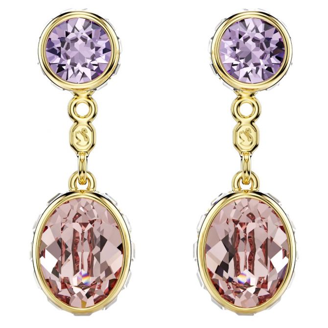Swarovski Mixed Cuts Chroma Drop Earrings, Multicolored and Gold Tone Plated